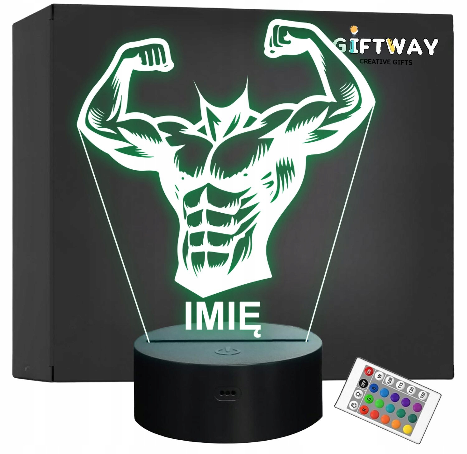 Lampka Nocna LED Imię Statuetka Sylwetka Kulturysta Siłownia Prezent Grawer Lampka Nocna LED Imię Statuetka Sylwetka Kulturysta Siłownia Prezent Grawer