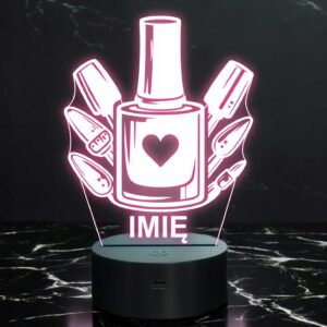 Lampka Nocna LED Imię Statuetka Lakier Frezy Paznokcie na Prezent Grawer