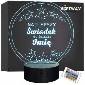 Lampka Nocna LED Prezent dla Świadka Pamiątka Podziękowania Grawer