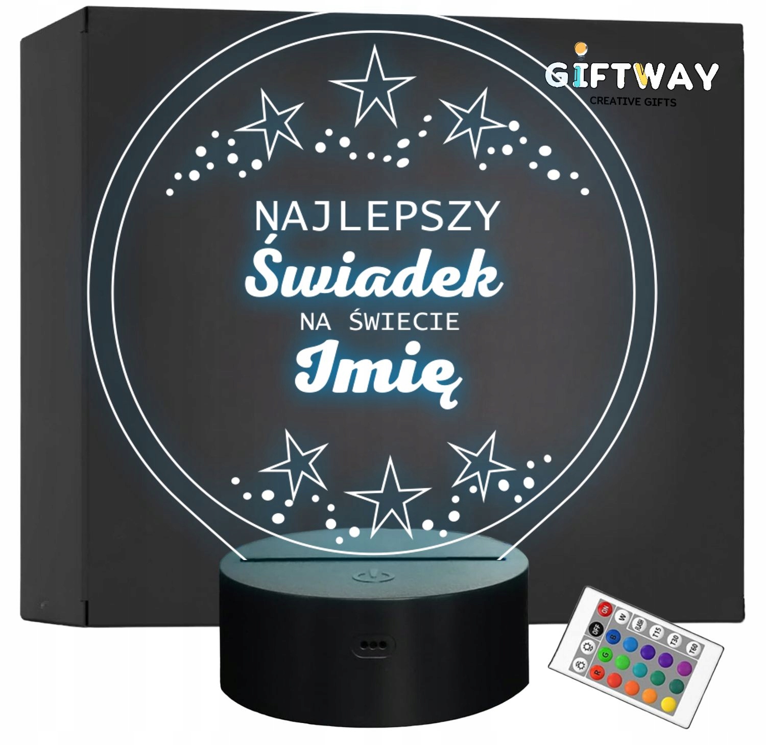 Lampka Nocna LED Prezent dla Świadka Pamiątka Podziękowania Grawer Lampka Nocna LED Prezent dla Świadka Pamiątka Podziękowania Grawer