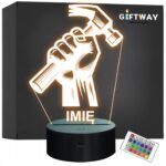 Lampka Nocna LED Statuetka Ręka Młotek Stolarz Budowa na Prezent Grawer v.2