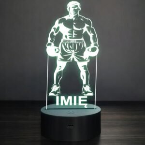 Lampka Nocna LED Z Imieniem Grawer Bokser Boks Sport na Prezent v.1