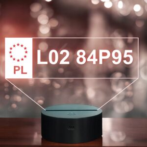 Lampka Nocna Led na Biurko Statuetka z Własną Rejestracją Auto Samochód