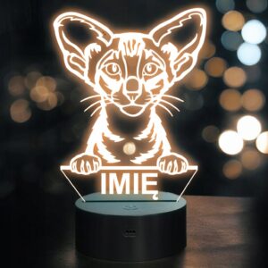 Lampka Nocna LED Oriental Shorthair Rasa Kota z Imieniem na Prezent