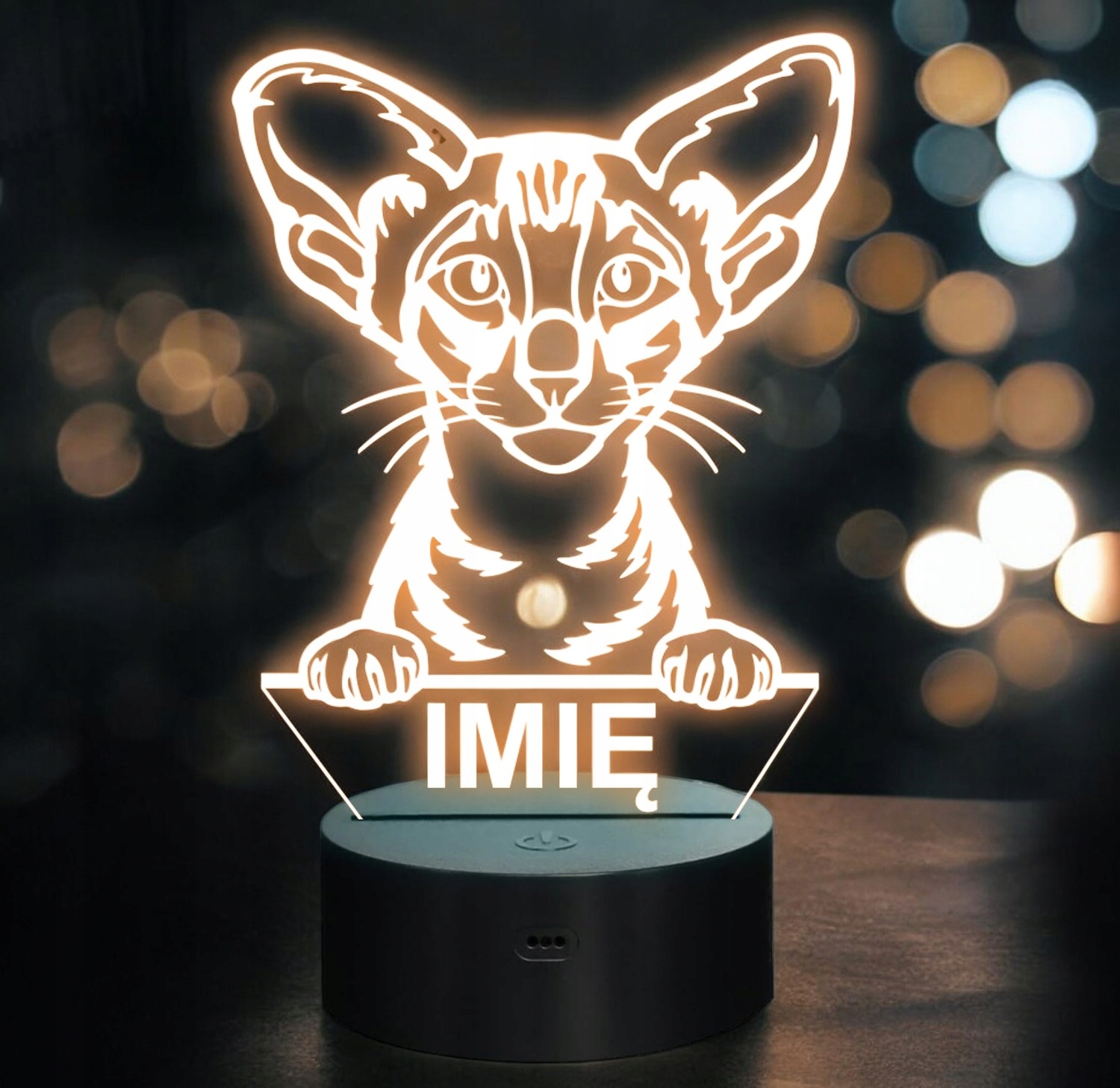 Lampka Nocna LED Oriental Shorthair Rasa Kota z Imieniem na Prezent Lampka Nocna LED Oriental Shorthair Rasa Kota z Imieniem na Prezent
