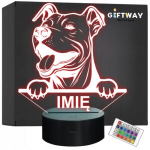 Lampka Nocna LED Dog argentyński Rasa Psa z Imieniem na Prezent