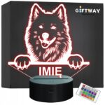 Lampka Nocna LED Samoyed Rasa Psa z Imieniem na Prezent