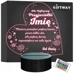 Lampka Nocna LED Statuetka Dla Najlepszej Przyjaciółki na Prezent Grawer