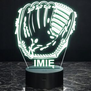 Lampka Nocna LED Z Imieniem Grawer Rękawica Baseball Sport na Prezent