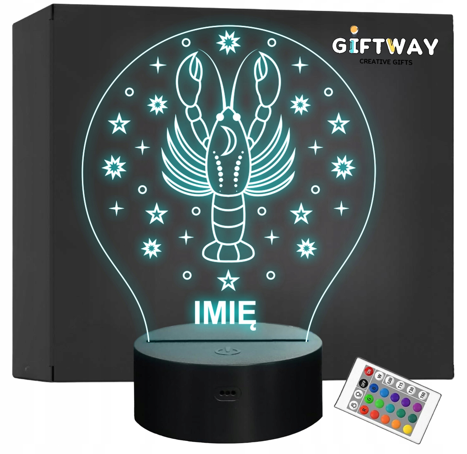Lampka Nocna Rak LED Znak Zodiaku Horoskop z Imieniem Prezent Grawer Lampka Nocna Rak LED Znak Zodiaku Horoskop z Imieniem Prezent Grawer