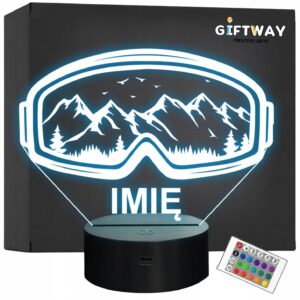 Lampka Nocna LED Statuetka Okulary Sporty Zimowe na Prezent Grawer v.1