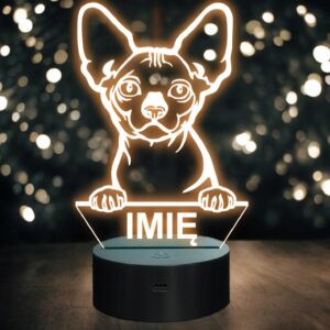 Lampka Nocna LED Bambino Rasa Kota z Imieniem na Prezent