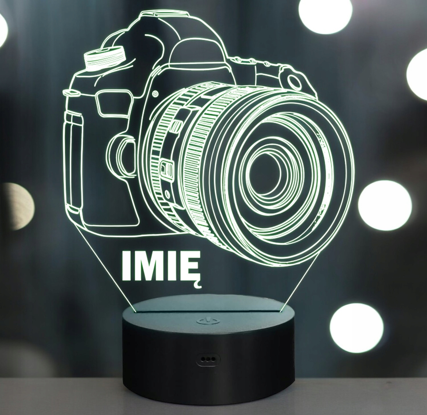 Lampka Nocna LED Aparat 3D Z Imieniem Prezent Foto Lampka Nocna LED Aparat 3D Z Imieniem Prezent Foto