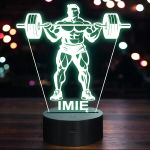 Lampka Nocna LED Z Imieniem Grawer Trójboista Kulturysta Sport Prezent v.2