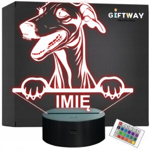 Lampka Nocna LED Greyhound Rasa Psa z Imieniem na Prezent