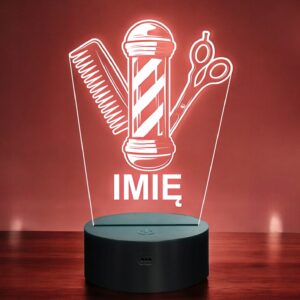 Lampka Nocna LED Imię Statuetka Barber Fryzjer Męski na Prezent Grawer