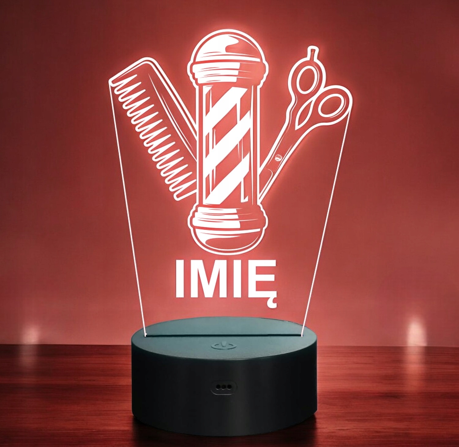 Lampka Nocna LED Imię Statuetka Barber Fryzjer Męski na Prezent Grawer Lampka Nocna LED Imię Statuetka Barber Fryzjer Męski na Prezent Grawer