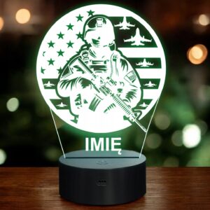 Lampka Nocna LED Statuetka Żołnierz Wojskowy Zawód na Prezent Grawer v.2