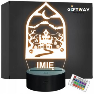 Lampka Nocna LED Imię Statuetka Halloween Dom Strachów na Prezent Grawer v2