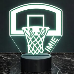 Lampka Nocna LED Z Imieniem Grawer Kosz Koszykówka Sport na Prezent v.1
