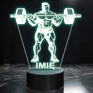 Lampka Nocna LED Z Imieniem Grawer Trójboista Kulturysta Sport Prezent v.2