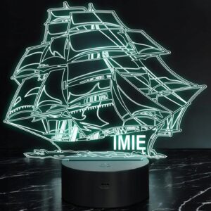 Lampka Nocna LED Statek Okręt z Imieniem Grawer na Prezent