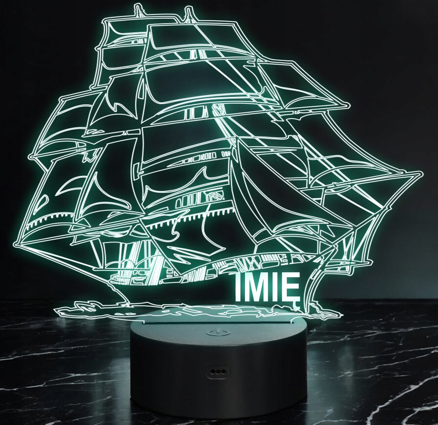Lampka Nocna LED Statek Okręt z Imieniem Grawer na Prezent Lampka Nocna LED Statek Okręt z Imieniem Grawer na Prezent