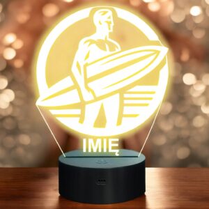 Lampka Nocna LED Statuetka Surfing Sporty Wodne na Prezent Grawer v.1