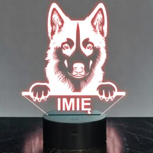 Lampka Nocna LED Husky Rasa Psa z Imieniem na Prezent v.1