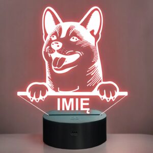 Lampka Nocna LED Shiba Inu Rasa Psa z Imieniem na Prezent