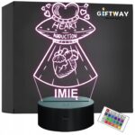 Lampka Nocna LED Imię Statuetka Ufo Serca Pastel Goth na Prezent Grawer