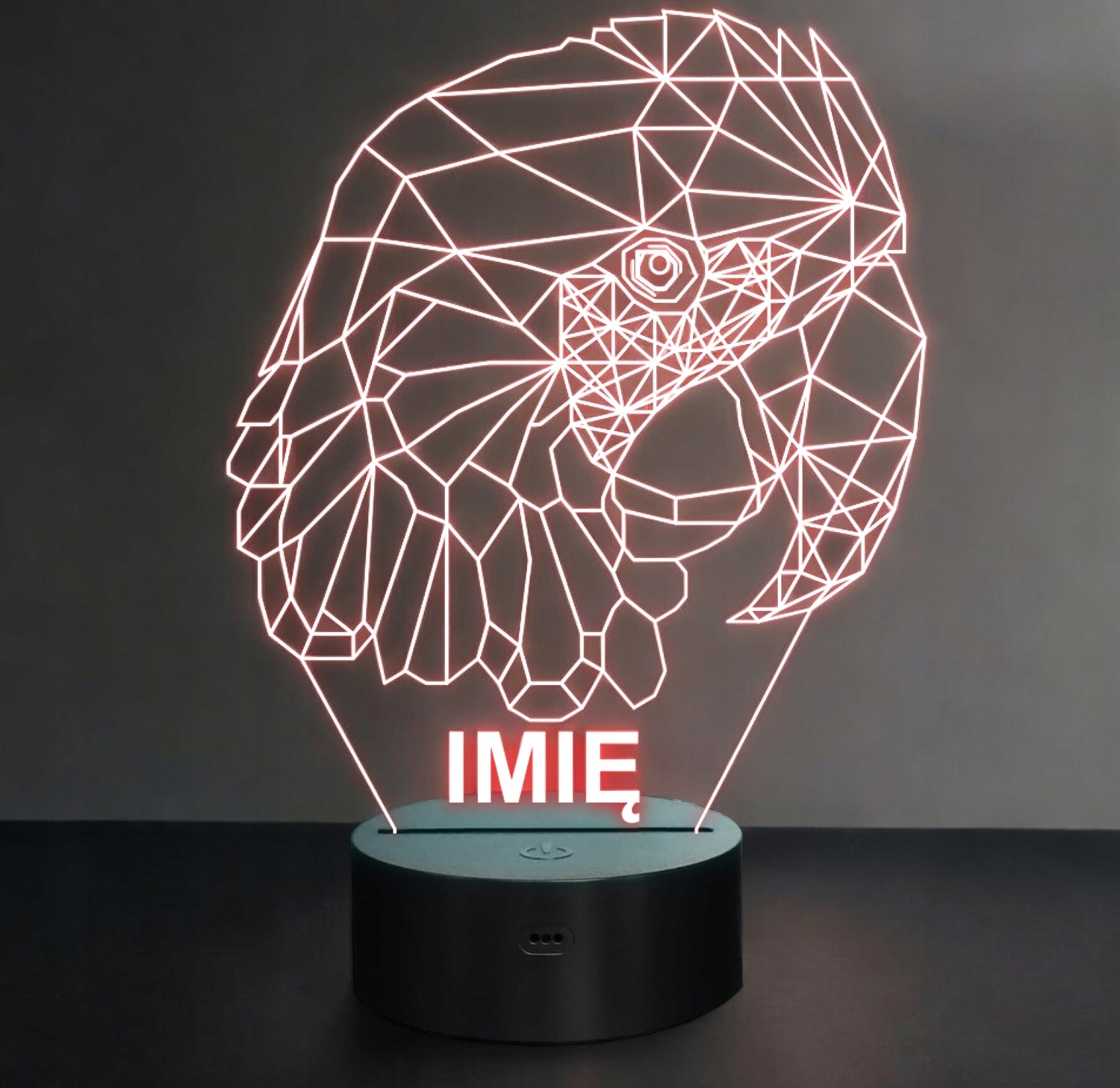 Lampka Nocna LED 3D Z Imieniem Grawer Papuga na Prezent Personalizowana Lampka Nocna LED 3D Z Imieniem Grawer Papuga na Prezent Personalizowana