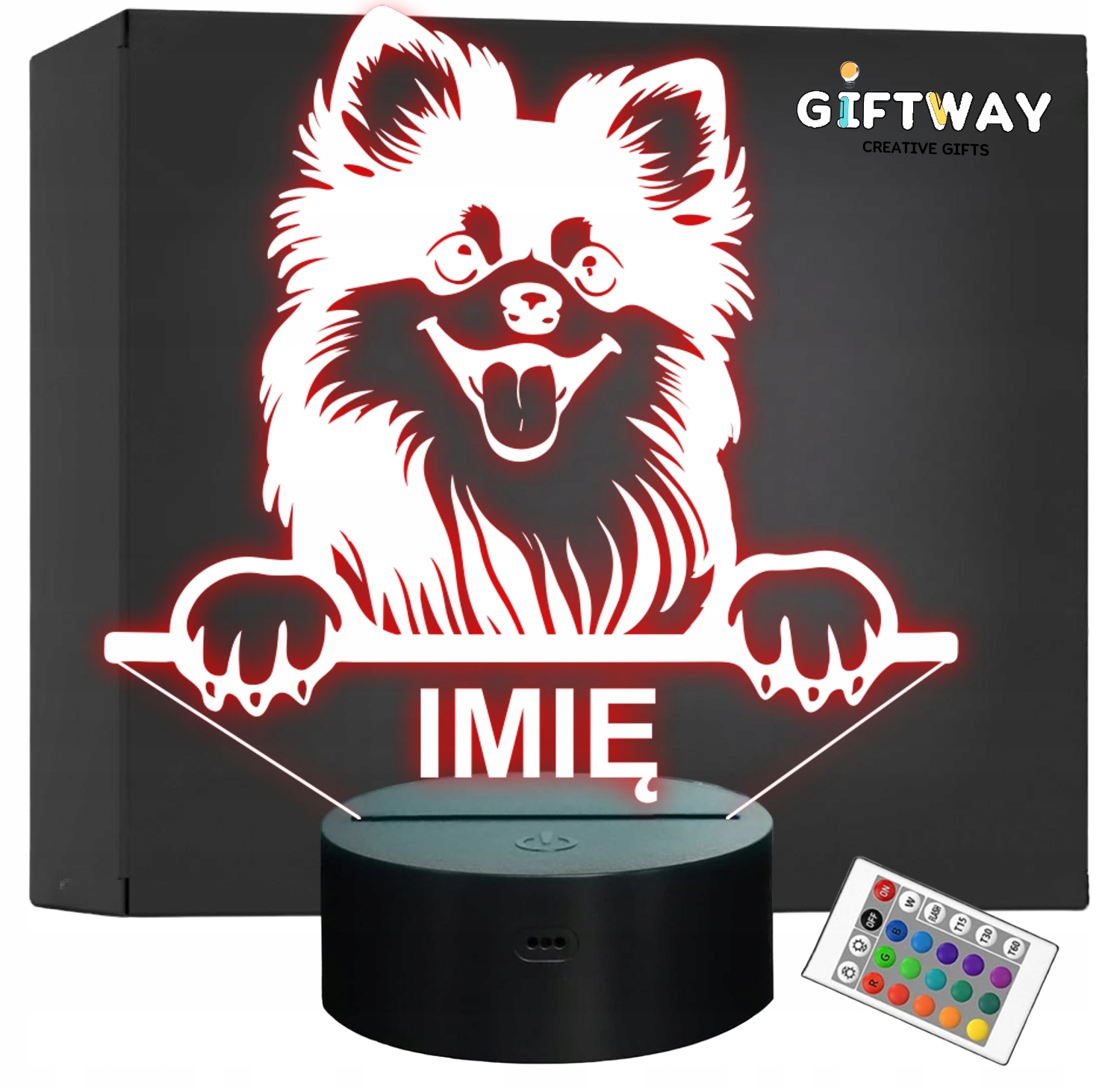 Lampka Nocna LED Pomeranian Rasa Psa z Imieniem na Prezent Lampka Nocna LED Pomeranian Rasa Psa z Imieniem na Prezent