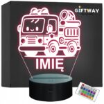 Lampka Nocna LED Imię Statuetka Wóz Straż Pożarna na Prezent Grawer v.10