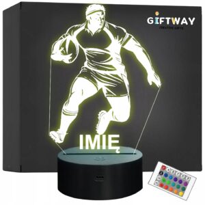 Lampka Nocna LED Z Imieniem Gracz Rugby Sport na Prezent Grawer v.4