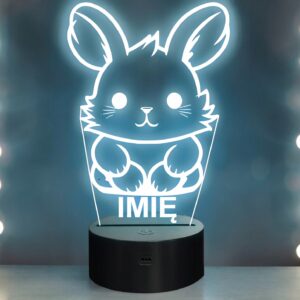 Lampka Nocna LED Z Imieniem Słodki Królik Króliczek dla Dzieci na Prezent