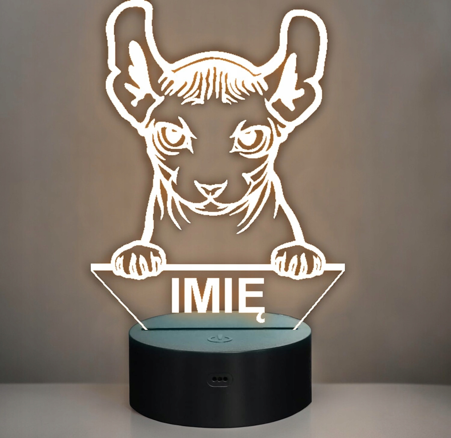 Lampka Nocna LED Dwelf Rasa Kota z Imieniem na Prezent Lampka Nocna LED Dwelf Rasa Kota z Imieniem na Prezent