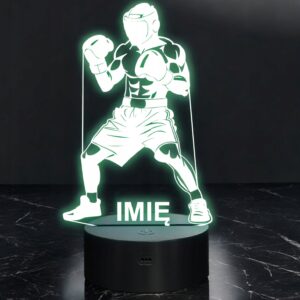 Lampka Nocna LED Z Imieniem Grawer Bokser Boks Sport na Prezent v.3