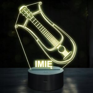 Lampka Nocna LED Imię Statuetka Mandolina Lutnia na Prezent Grawer v.2