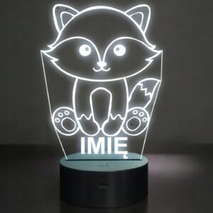 Lampka Nocna LED Z Imieniem Lis Lisek dla Dzieci na Prezent