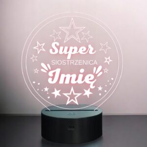 Lampka Nocna LED Statuetka Super Siostrzenica Córka Siostry Prezent Grawer