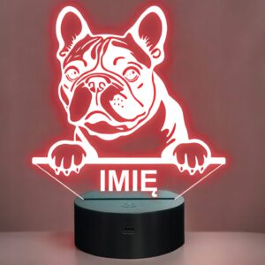 Lampka Nocna LED Buldog francuski Rasa Psa z Imieniem na Prezent v.1