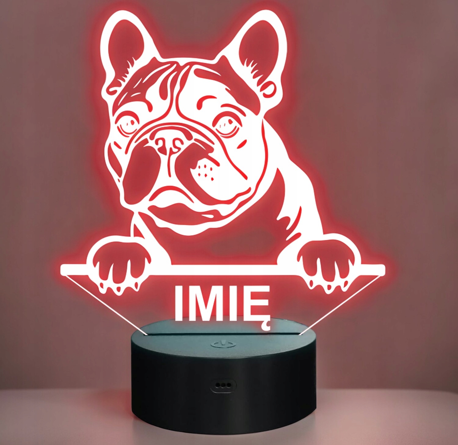 Lampka Nocna LED Buldog francuski Rasa Psa z Imieniem na Prezent v.1 Lampka Nocna LED Buldog francuski Rasa Psa z Imieniem na Prezent v.1