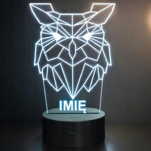 Lampka Nocna LED 3D Z Imieniem Grawer Sowa Prezent Personalizowana