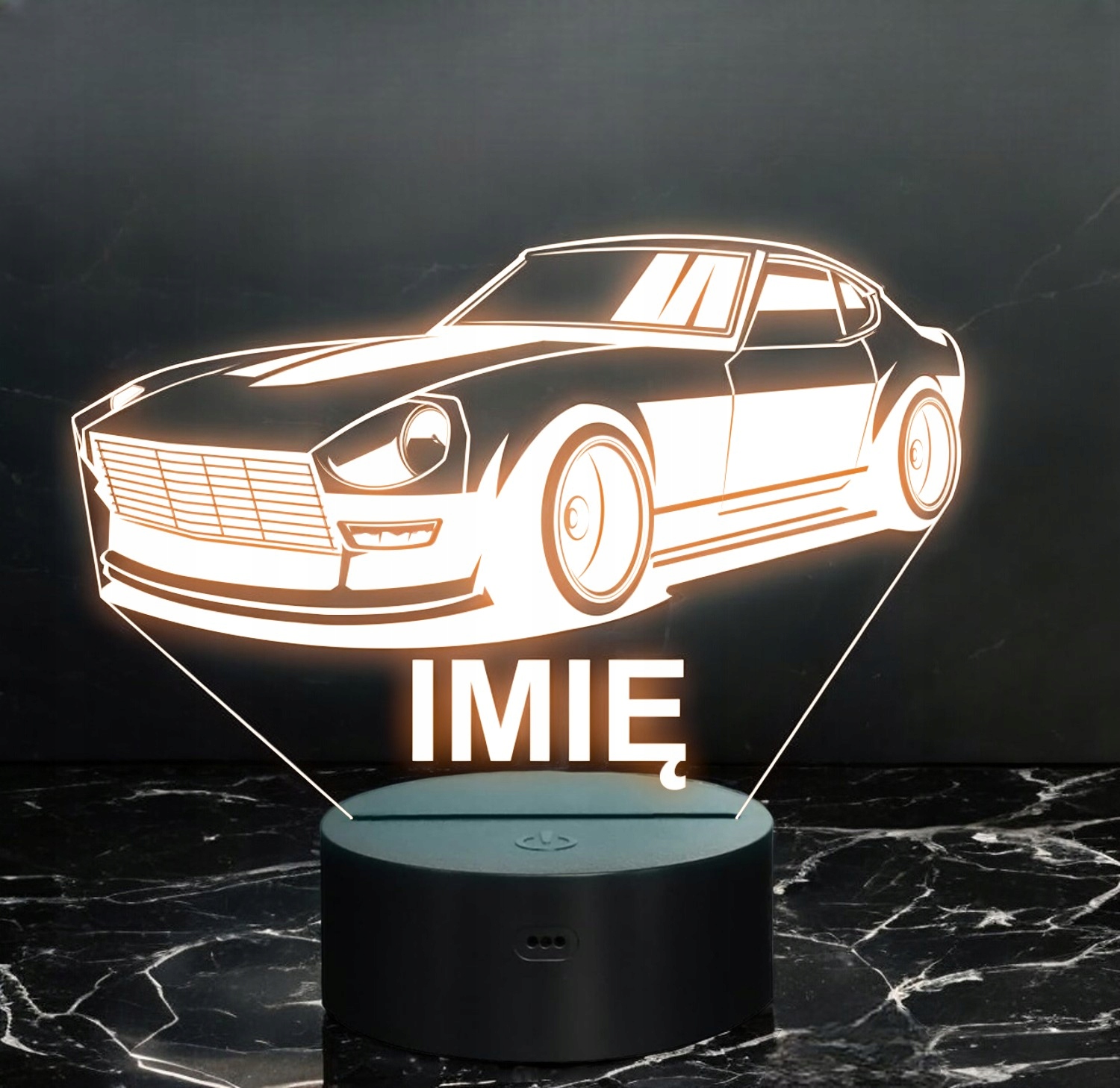 Lampka Nocna LED Imię Statuetka Samochód Auto Retro Sportowe Prezent Grawer Lampka Nocna LED Imię Statuetka Samochód Auto Retro Sportowe Prezent Grawer