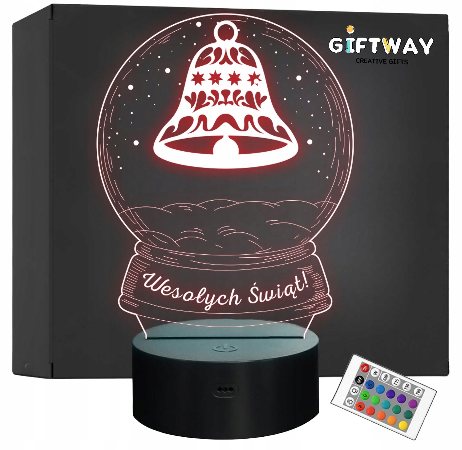 Lampka Nocna LED Święta Boże Narodzenie Kula Dzwon na Prezent Grawer Lampka Nocna LED Święta Boże Narodzenie Kula Dzwon na Prezent Grawer