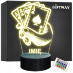 Lampka Nocna LED Statuetka Karty Brydż na Prezent Grawer v.4