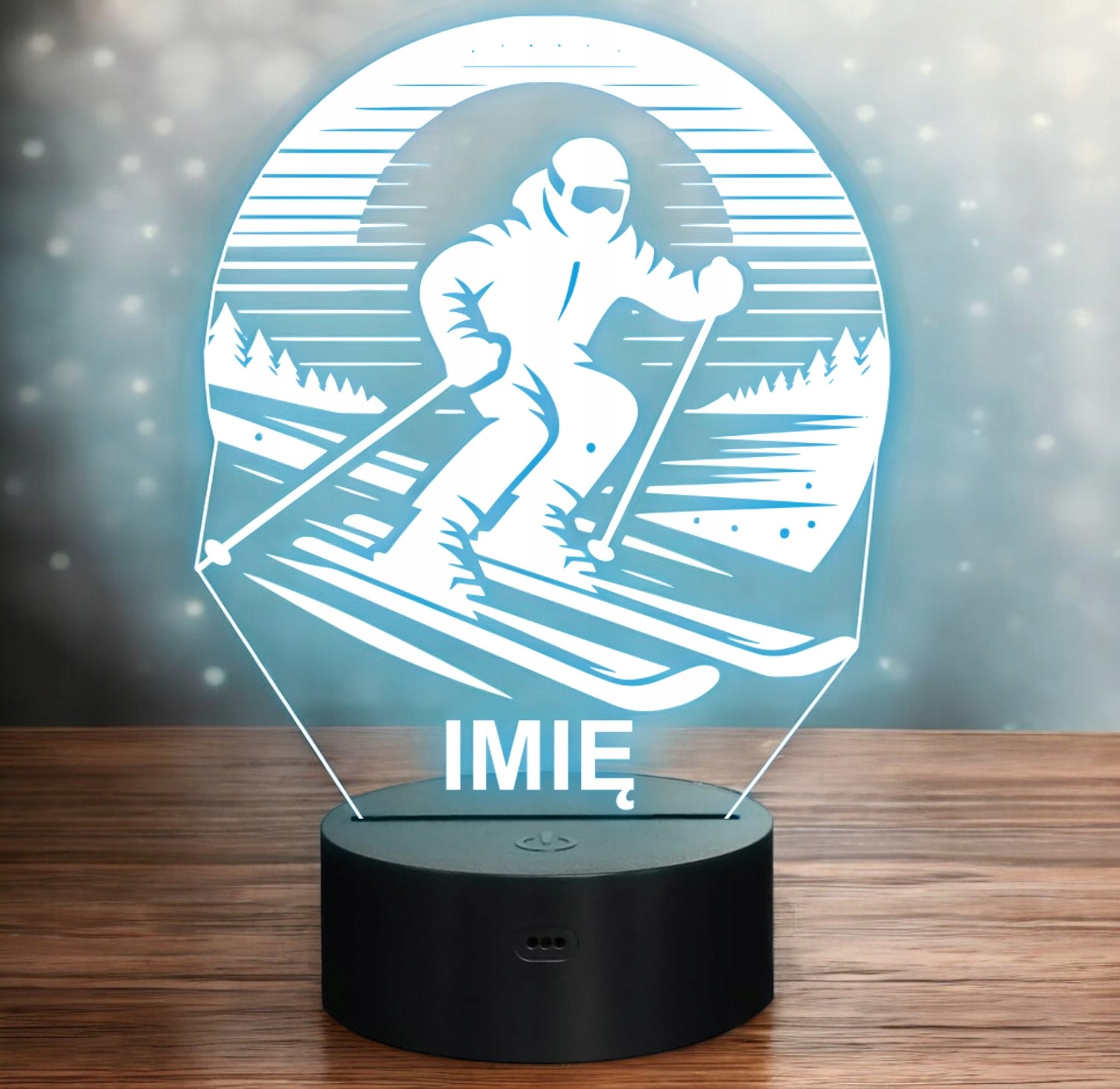 Lampka Nocna LED Statuetka Sporty Zimowe Narty Narciarz Prezent Grawer v.2 Lampka Nocna LED Statuetka Sporty Zimowe Narty Narciarz Prezent Grawer v.2