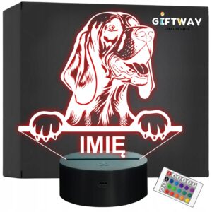 Lampka Nocna LED Bloodhound Rasa z Imieniem na Prezent
