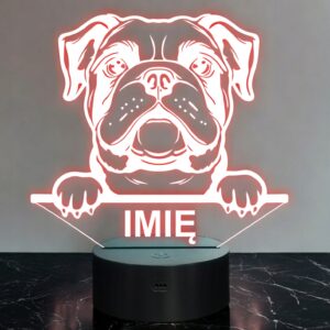 Lampka Nocna LED Bulldog Rasa Psa z Imieniem na Prezent v.3